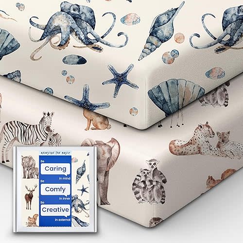 Premium Fitted Baby Boy Crib Sheets for Standard Crib Mattress - Ultra-Soft Jersey Knit Crib Mattress Sheet, Safe and Snug, Durable, Stylish Crib Sheet, 28''x52''x9'' Extra Deep Pocket
