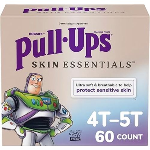 Pull-Ups Boys' Skin Essentials Potty Training Pants, Training Underwear, 4T-5T (38-50 lbs), 60 Ct