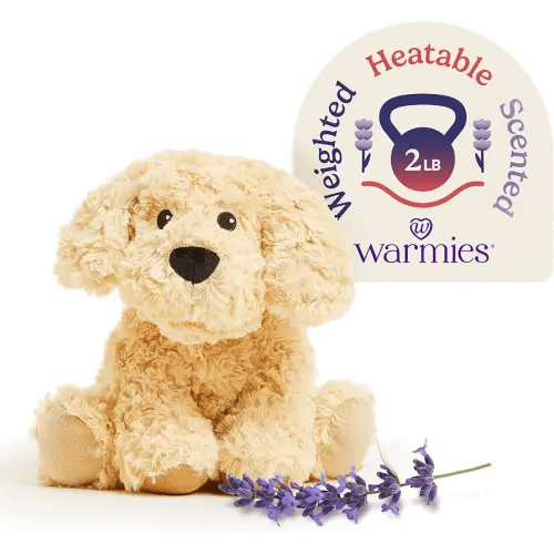 warmies Microwavable & Weighted Stuffed Animals, Golden Dog - Heated Stuffed Animal Plushie for Warmth & Comfort - Cute Soft Plush Toys for Boys, Girls, Babies & Toddlers