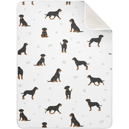 Swaddle Blanket Rottweiler Dog Cotton for Infants, Receiving Lightweight Soft Swaddling for Crib, Stroller, Nursery, 30x40 in