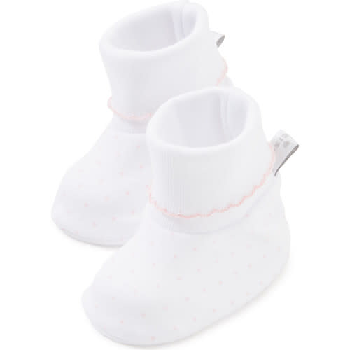 White/Pink New Kissy Dots Print Booties