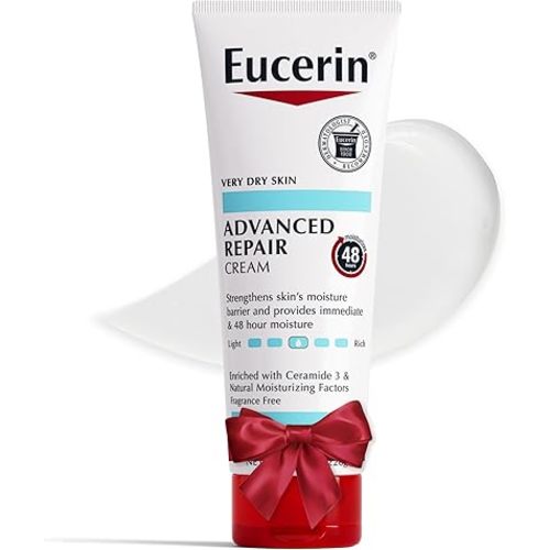 Eucerin Advanced Repair Body Cream for Very Dry Skin, Fragrance Free Daily Body Moisturizer, 8 Oz Tube