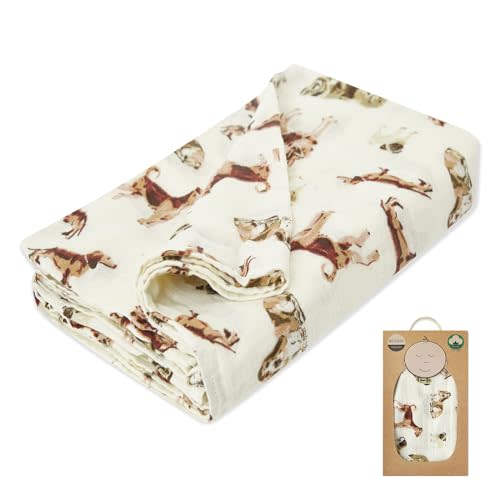 Milkbarn Muslin Swaddling Blanket, Organic Cotton Nursery Blankets, Soft Receiving Blankets for Newborn Baby Toddler, Perfect Baby Shower Present,Natural Dog