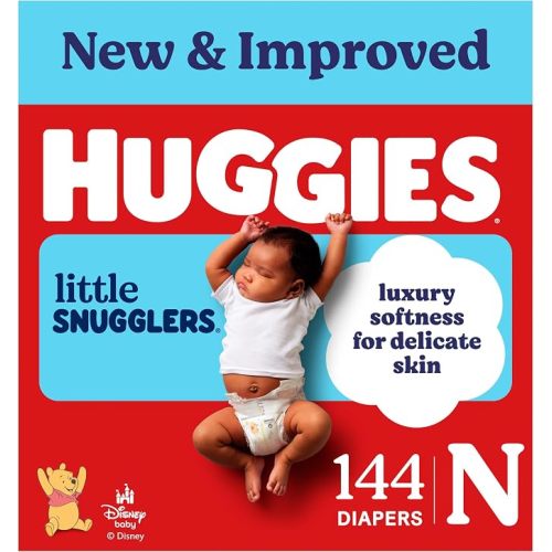 Huggies Size Newborn Diapers, Little Snugglers Baby Diapers, Size Newborn (up to 10 lbs), 144 Count, Packaging May Vary