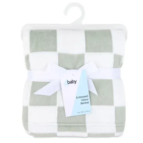4Baby Blanket Burnout Sage Checkerboard | Baby Bunting AU
