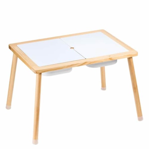 Sensory Table for Toddlers, Kids Activity Table with 3 Foldable Storage Bins & Double-Sided Board, Play Sand Table