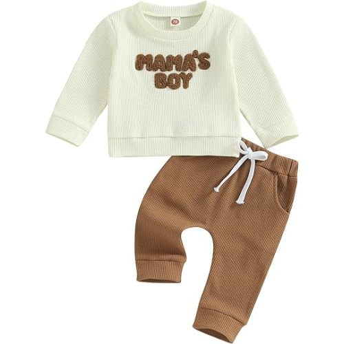 Amazon.com: Toddler Baby Boy Clothes Mamas Boy Fall Winter Outfit Long Sleeve Letter Sweatshirt Plaid Jogger Pants Newborn Set: Clothing, Shoes & Jewelry
