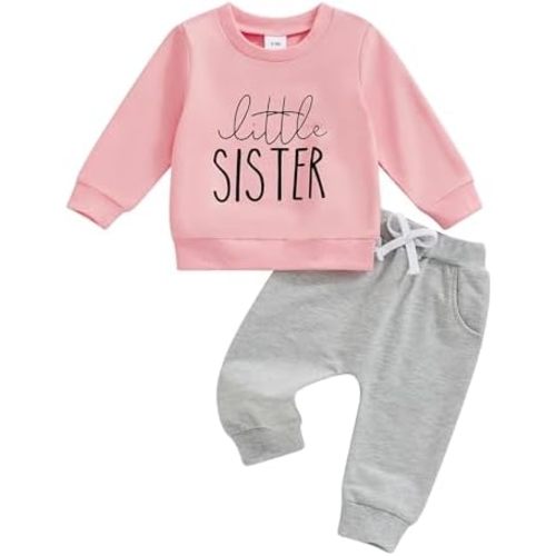 Toddler Baby Girl Fall Winter Outfit Letter Print Long Sleeve Sweatshirts and Stretch Pants Infant Girl Clothes