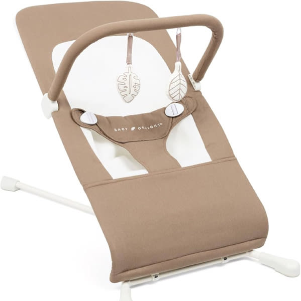 Amazon.com : Baby Delight Highland Organic Baby Bouncer, Organic Mocha | For Infants 0 – 6 Months, 3-Position Recline, Adjustable 3-Point Harness, Secure Locking Mechanism, Folds Flat : Baby