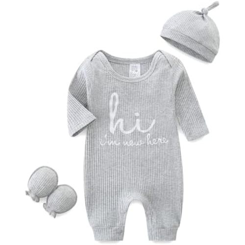Newborn Romper Baby Boy Girl Colthes Set Infant Romper Hat Gloves Set