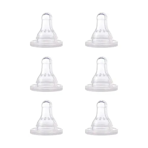 NUK First Essentials Replacement Baby Bottle Nipples, 6 Count (Pack of 1)