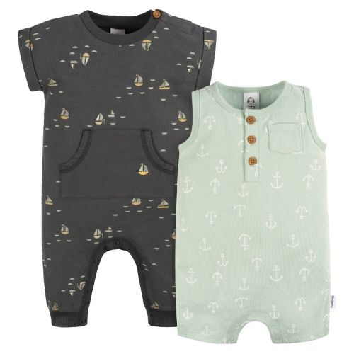 0-3m Gerber Baby & Toddler Boys' Romper - Nautical - 2-pack