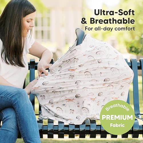Car Seat Covers for Babies - Nursing Covers for Breastfeeding, Baby Car Seat Canopy for Girls, Boys, Nursing Essentials for Breastfeeding Women, Infant Stroller Privacy Protection (Arcadia)