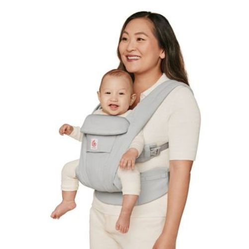 Ergobaby Omni Deluxe Cotton All-in-One Baby Carrier - Pearl Gray: Buckle Closure, Adjustable Harness, Infant Head Support