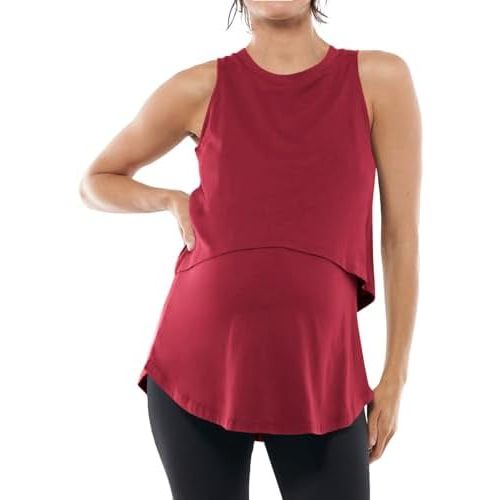 Tankaneo Womens Summer Maternity Nursing Tank Tops Sleeveless Double Layer Breastfeeding Shirt Pregnancy Clothes