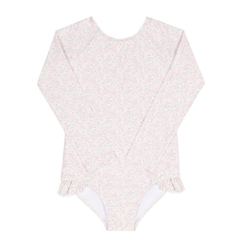 girls antique floral rashguard one piece