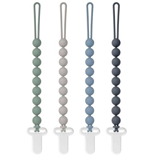 Pacifier Clips Silicone, 4-Pack Pacifier Holder Clip with Stylish Round Design, 100% Food Grade Silicone, Safe Essentials for Newborns Baby Boys and Girls Easter
