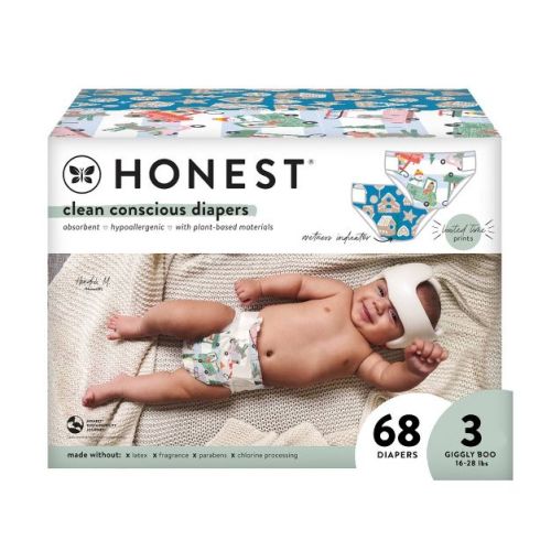 The Honest Company Clean Conscious Disposable Diapers Oh Gingersnap! & Four Woof Drive - (select size and Count)
