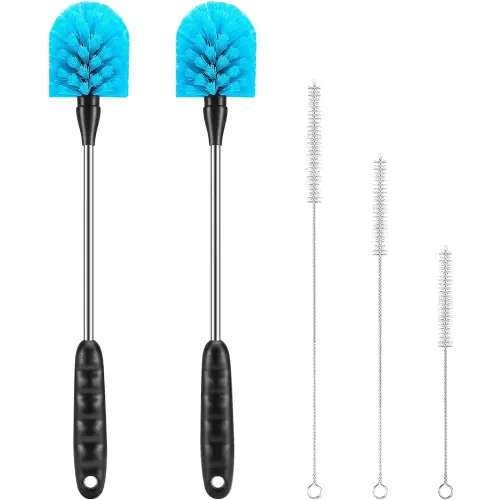5 Pack Bottle Cleaning Brush Set, Stainless Steel Scrub Cleaner Brush with 15'' Long Handle and 3 Straw Brushes, Flexible for Cleaning Sport Water Bottles, Straws, Coffee Mug, Cups, Baby Bottle