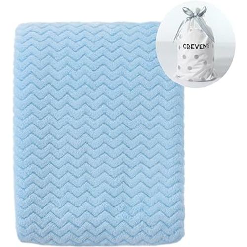CREVENT 30''X40'' Soft Cozy Warm Baby Blankets for Boys Girls Solid Color - All Season Use - Newborn Essentials (Wave Blue)