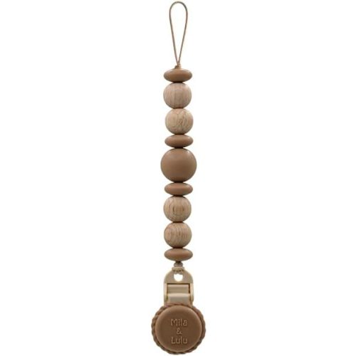 Silicone Pacifier Clip – Metal-Free, Rust-Free, 100% Food-Grade Silicone and Natural Beech Wood, Secure Pacifier Holder for Babies – Hazel - Mila & Lulu