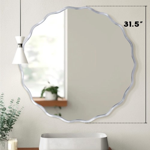 Wavy Round Decorative Wall Mirror
