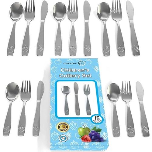 15 Piece Stainless Steel Kids Silverware Set