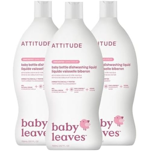 ATTITUDE Baby Bottle & Dish Soap, EWG Verified, Unscented, 23.7 fl oz