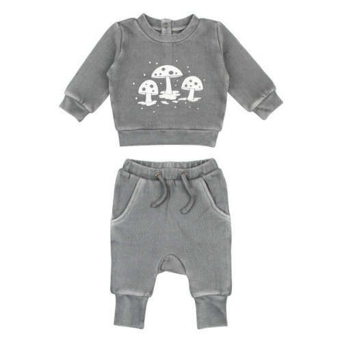 Printed Cozy Sweatshirt & Jogger Set (Baby) - Mist Mushrooms – Green Bean Baby Boutique