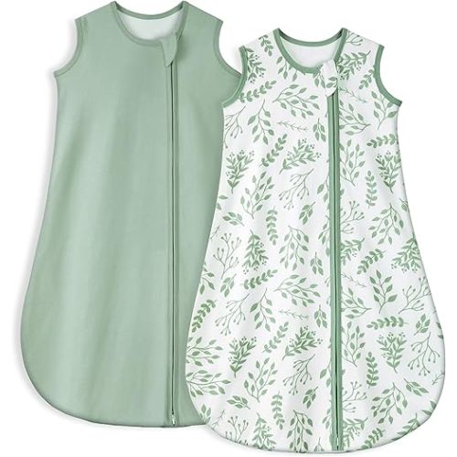 Yoofoss Baby Sleep Sack 12-18 Months TOG 1.0 Baby Wearable Blanket, 2 Pack 100% Cotton Infant Toddler Sleeping Sack 2-Way Zipper Lightweight Sleep Sack