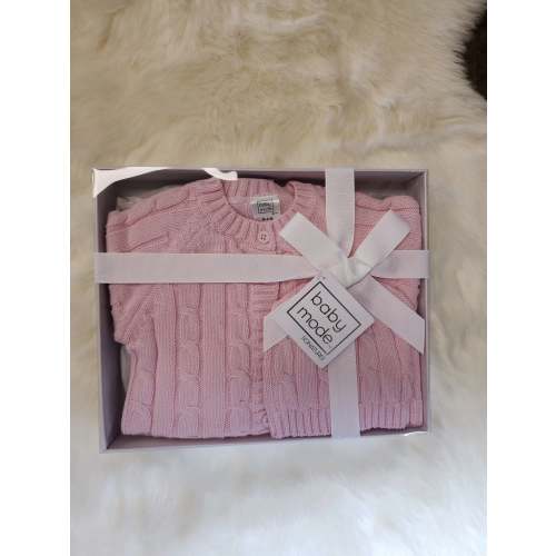 Pink Cardigan & Hat Gift Set