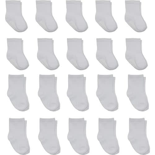 Little Me 20-Pack Newborn Baby Infant & Toddler Unisex Socks, 0-12/12-24 Months, Assorted Size Pack, White