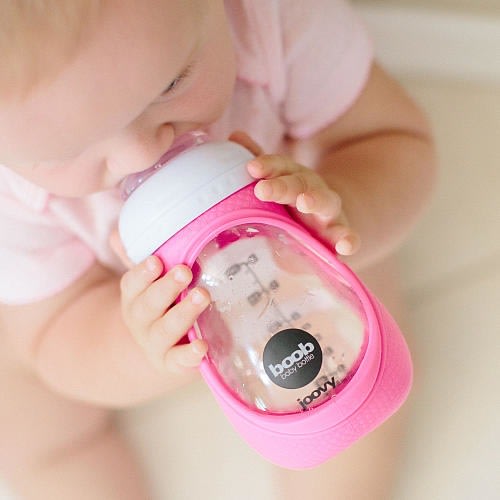 Joovy Boob 5 Ounce Glass Bottle & Silicone Sleeve - Pink