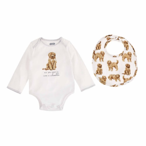 Doodle Dog Bodysuit and Bib Set | Mud Pie