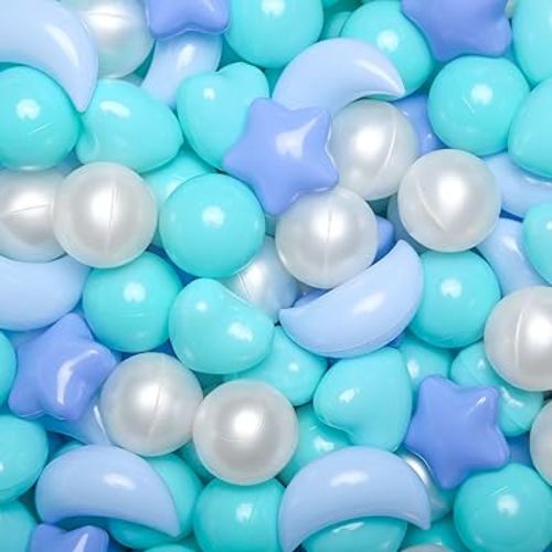 TRENDPLAY Star Ball Pit Balls 100-Piece Set: Vibrant Mix of Shapes - Larger Star Heart Shapes for Kids, Perfect for Parties, Playtime, Small or Medium