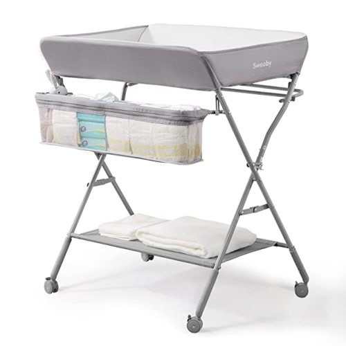 Sweeby Infant Changing Table with Changing Pad, Changing Table Portable Pad Nursery Furniture Baby Changing Station, Gray - Light Gray