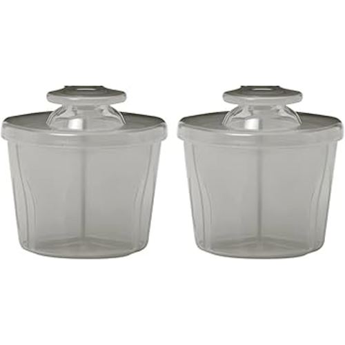 Dr. Brown's Baby Formula Dispenser with Snap-On Lid for On-The-Go Feedings,Milk Powder Dispenser for Traveling with Infant,Gray (Pack of 2)