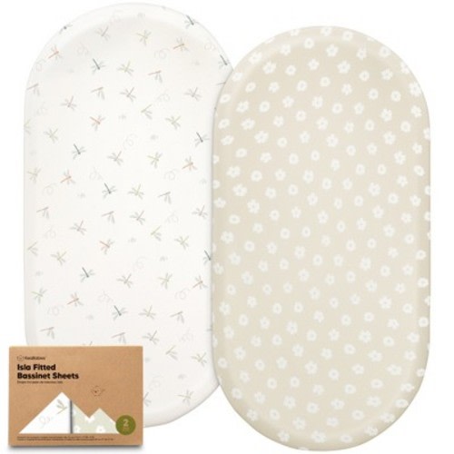 KeaBabies Bassinet Sheet for Baby Girls, Boys, 2-Pack Isla Fitted Bassinet Sheets, Bassinet Mattress Sheets, Color: Meadow