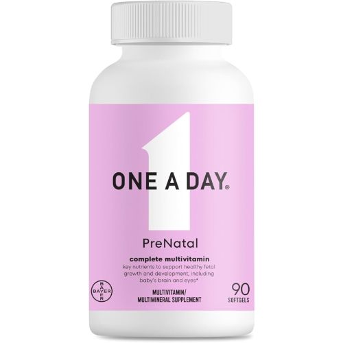 ONE A DAY Women's Prenatal 1 Multivitamin, Supplement for Before, During, and Post Pregnancy, Including Vitamins A, C, D, E, B6, B12, and Omega-3 DHA, 90 Count (Packaging May Vary)
