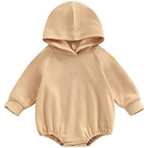 Thorn Tree Newborn Baby Boys Hooded Sweatshirt Long Sleeve Solid Romper Infant Baby Fall Winter Spring Outfits