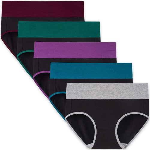 INNERSY Womens Underwear Cotton Briefs Postpartum High Waisted Panties 5 Pack