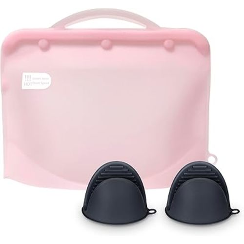 Silicone Microwave Steam Sterilizer Bag for Baby Bottles, Reusable Sterilizing Bag for Pump Parts and Toddler Accessories, Easy to Use Sterilizer Bags Perfect for Home and Travel, Pink (1PC)