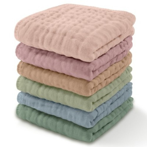 Baby Washcloths Muslin Cotton, Large 10”x10” by Comfy Cubs, Color: Multicolor, Size: pack of 6