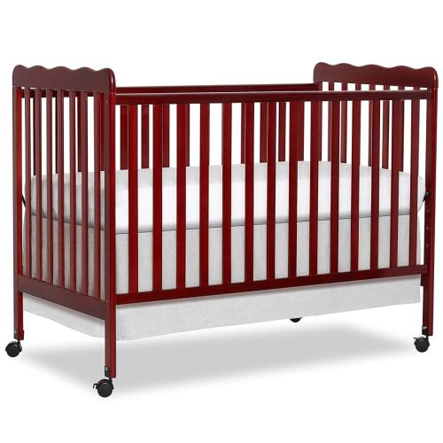 Dream On Me Carson Classic 3-in-1 Convertible Full-Size Baby Crib in Cherry, GreenGuard Gold & JPMA, 4 Mattress Heights, Converts to Day & Toddler Bed, Locking Wheels, Classic Nursery Design