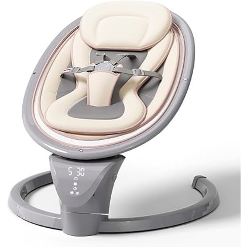 Baby Swings for Infants to Toddler, Portable Baby Swing for Indoor and Outdoor, Infant Swing for Newborn with Remote Control, 5 Speeds, 5-Point Harness, and 10 Preset Lullabies (Grey)