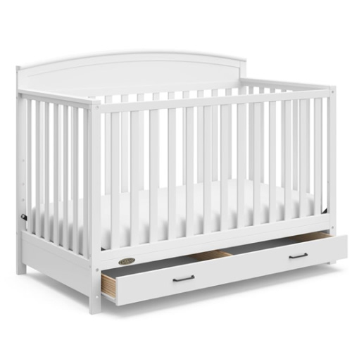 Graco Benton 5-in-1 Convertible Crib with Drawer (White) - Converts from Baby Crib to Toddler Bed, Daybed and Full-Size Bed, Fits Standard Full-Size Crib Mattress, Adjustable Mattress Support Base