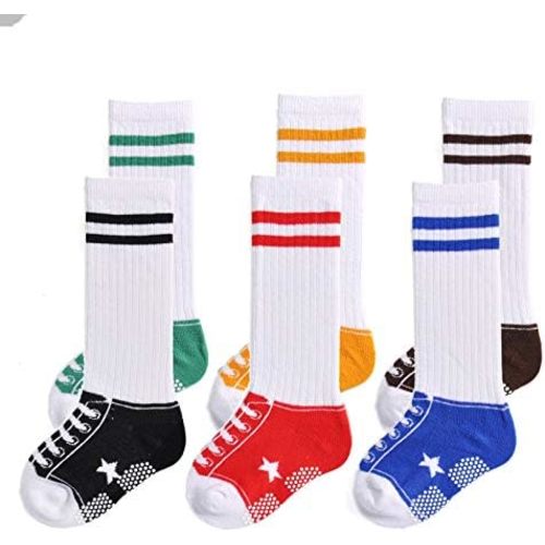 EPEIUS Unisex Baby Girls Boys Non-Slip Socks (Set of 6)