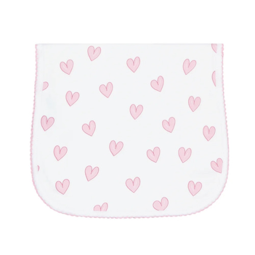 Pink Heart Print Burp Cloth
