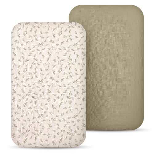 lulumoon Muslin Bassinet Sheets Baby: Cotton Bedside Sleeper Bassinet Sheets Fitted for Boys and Girls