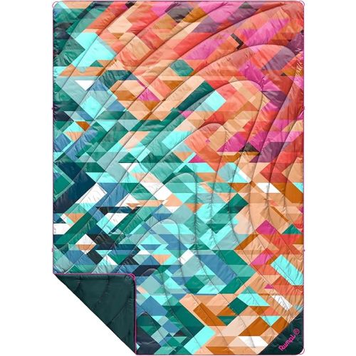 Rumpl Original Puffy Blanket - Warm Puffy Camping Blanket, 100% Recycled Polyester Insulation, Lightweight, Packable, Water-Resistant, Outdoor Puffer Blanket, 52"x75", Geo Cool